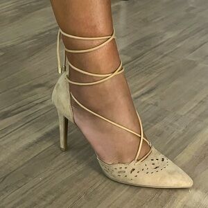 Tan lace up heels size 6.5